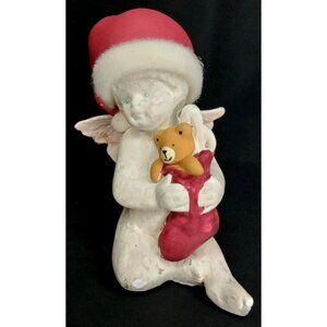 Vintage Christmas Figurine Angels Of Love White Angel With Stocking Russ 1990s